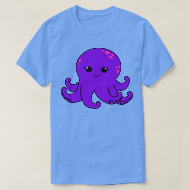 Cute Lila Octopus T Shirt (Design framsida)