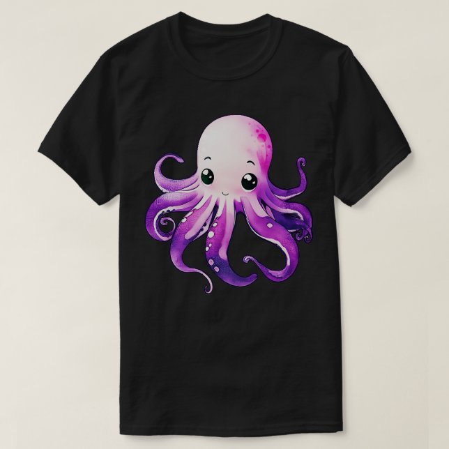 Cute Lila Octopus T Shirt (Design framsida)