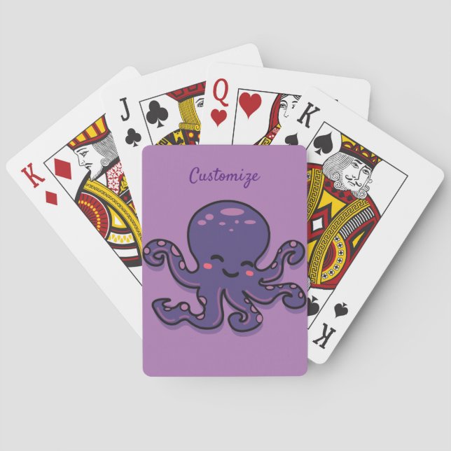 Cute Lila Octopus Thunder_Cove Casinokort (Baksidan)