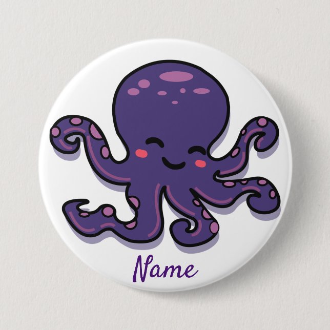 Cute Lila Octopus Thunder_Cove Knapp (Framsida)