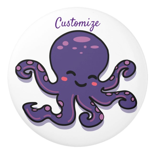 Cute Lila Octopus Thunder_Cove Knopp (Framsidan)