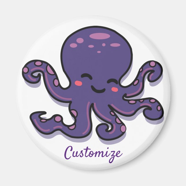 Cute Lila Octopus Thunder_Cove Magnet (Framsidan)