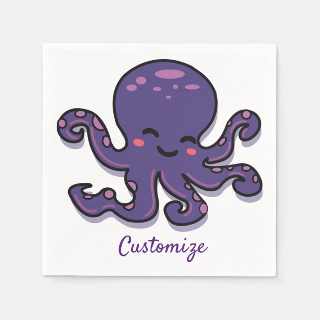 Cute Lila Octopus Thunder_Cove Pappersservett (Framsidan)