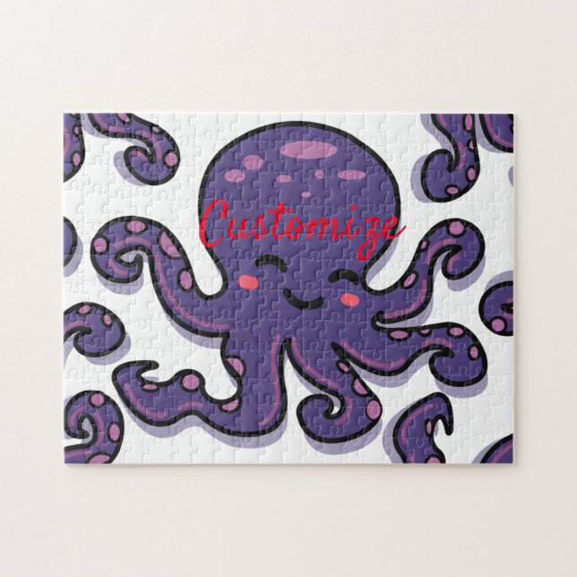 Cute Lila Octopus Thunder_Cove Pussel (Horisontell)