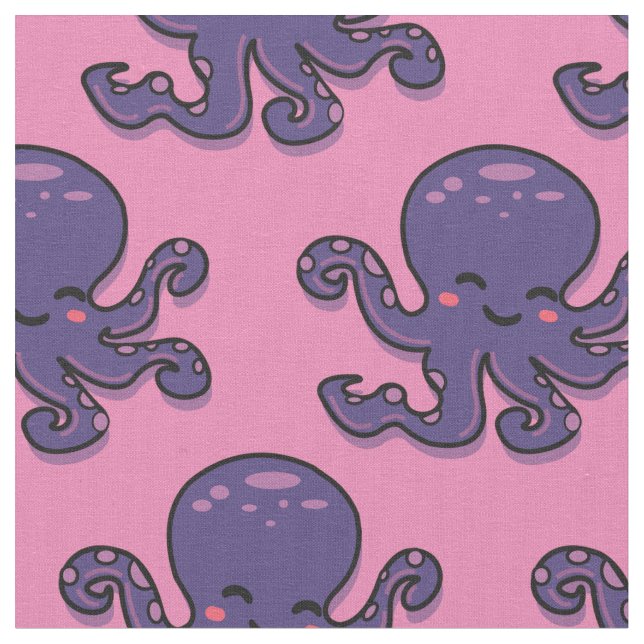 Cute Lila Octopus Thunder_Cove Tyg (Närbild)