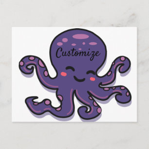 Cute Lila Octopus Thunder_Cove Vykort