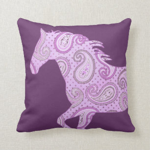 Cute Lila Paisley Horse Kudde