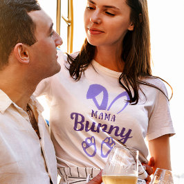 Cute Lila Påsk Mamma Bunny Rabbit Öron T Shirt