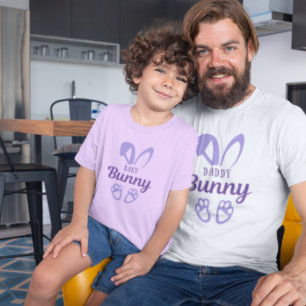 Cute Lila Påsk pappa Bunny Rabbit Öron T Shirt