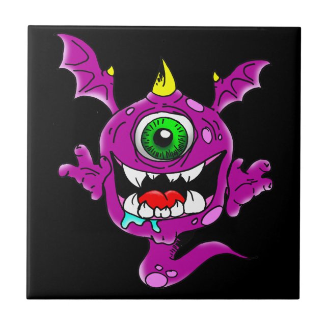 Cute Lila People Eater Monster Kakelplatta (Framsidan)