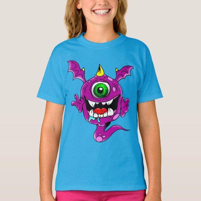 Cute Lila People Eater Monster Tee (Framsida)