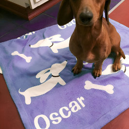 Cute Lila Personlig Dachshund Blanket Fleecefilt