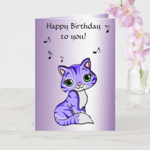 Cute Lila Pet Kattunge födelsedagskort Kort