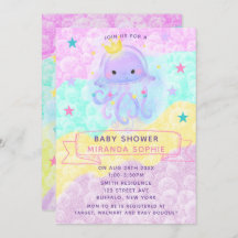Cute Lila Princess Jellyfish Girl Baby Shower