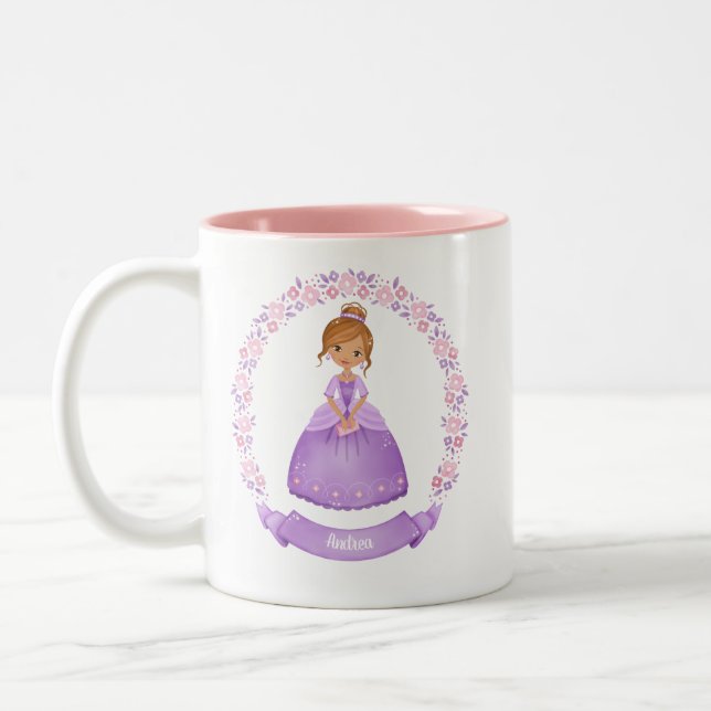 Cute Lila Princess Personlig Två-Tonad Mugg (Vänster)