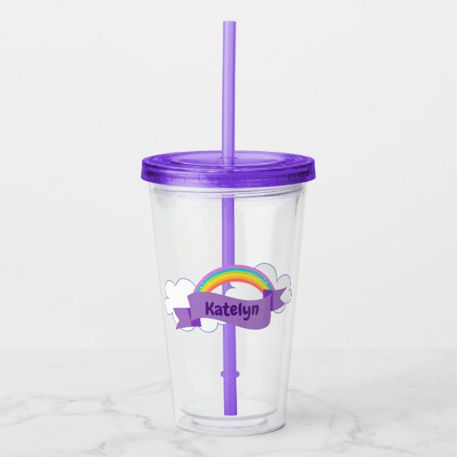 Cute Lila Rainbow Monogram Girly Take Away Mugg (Framsida)