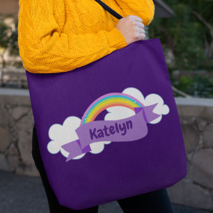 Cute Lila Rainbow Personlig Tygkasse