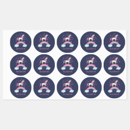 Cute Lila Rainbow Unicorn School Klistermärke