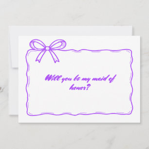 Cute Lila Ribbon Bow Maid of honor Frieri Inbjudningar