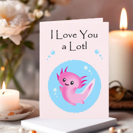 Cute Lila Rosa Axolotl Kärlek You Valentine Helgkort
