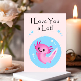 Cute Lila Rosa Axolotl Kärlek You Valentine Julkort