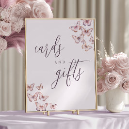 Cute Lila & Rosa Butterfly Card and Gifts Sign Poster