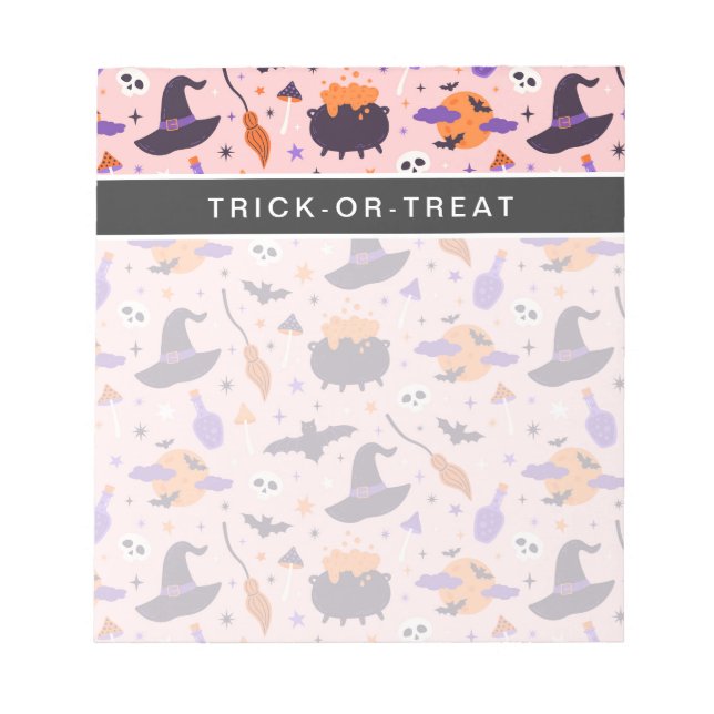 Cute Lila & Rosa Halloween Mönster Anteckningsblock (Framsida)