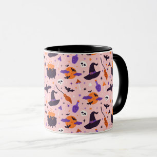 Cute Lila & Rosa Halloween Mönster Mugg