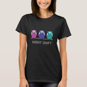 Cute Lila Rosa Teal Tecknad Uggla - Nattskift T Shirt
