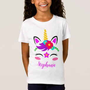 Cute Lila Rosa Unicorn Red Flower T Shirt