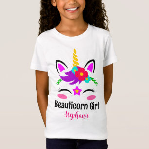 Cute Lila Rosa Unicorn Red Flower T Shirt