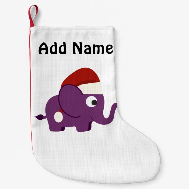 Cute Lila Santa Elephant Liten Julstrumpa (Framsidan)