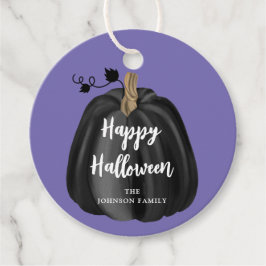 Cute Lila Script Pumpkin Happy halloween Gåvor Etiketter