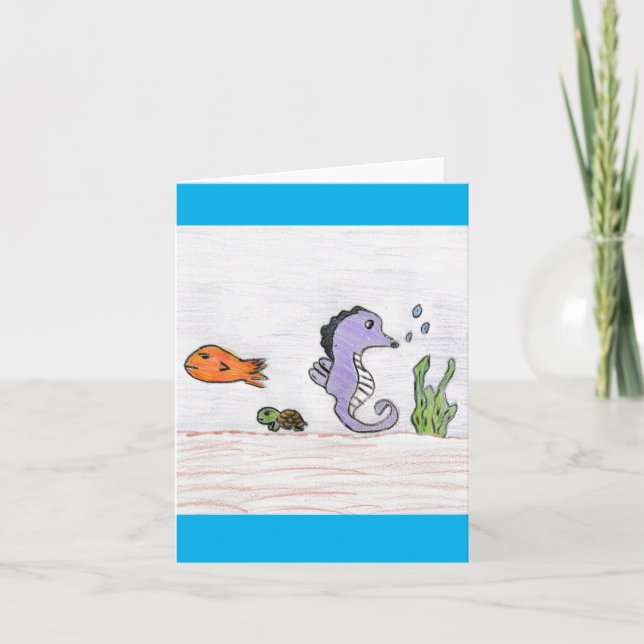 Cute Lila Seahorse Tack Kort (Framsida)