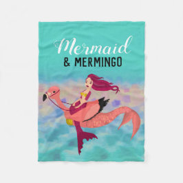 Cute Lila Sjöjungfru Rosa Flamingo under  Fleecefilt