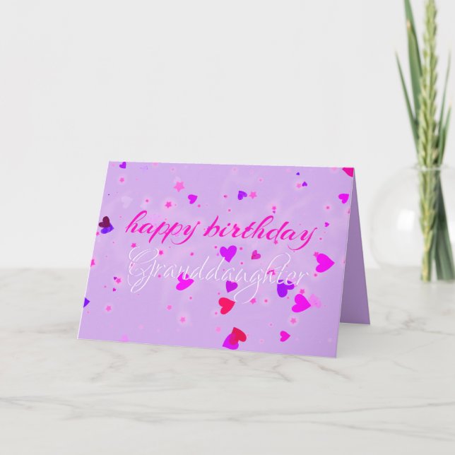 Cute Lila Stars Granddotter Birday Card Kort (Framsida)