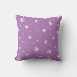 Cute Lila Stars Snöflingor Winter Mönster Kudde