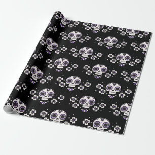Cute Lila Sugar Döskallars Dia de Los Muertos Blom Presentpapper
