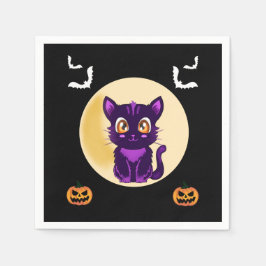 Cute Lila Tecknad, kattungar halloween fest Pappersservett