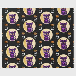 Cute Lila Tecknad, kattungar halloween fest Presentpapper