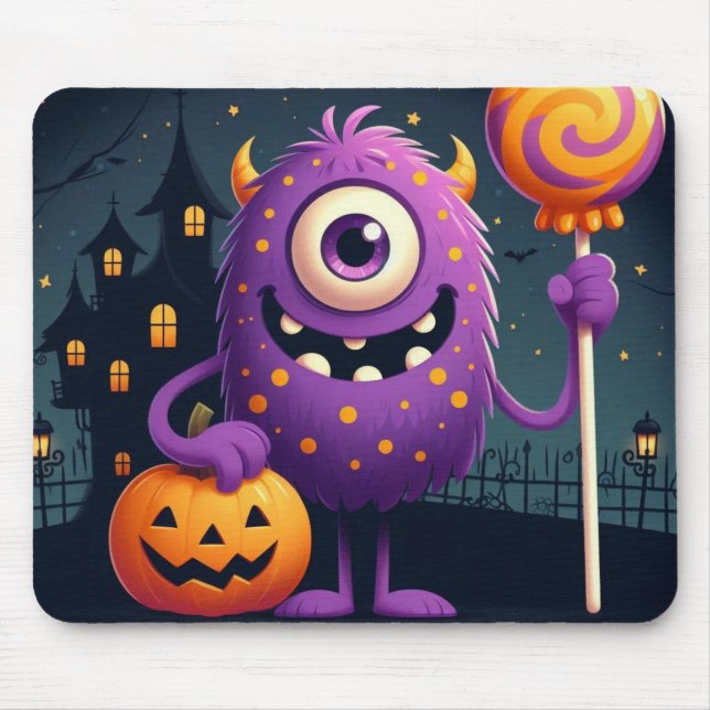 Cute, lila trick eller Behandla monster Musmatta (Framsidan)