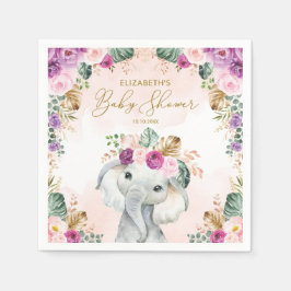 Cute Lila  Tropical Elephant Baby Shower Pappersservett