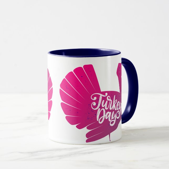 Cute Lila Turkey Shape with Text Typography Mugg (Framsida höger)