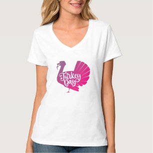 Cute Lila Turkey Shape with Text Typography T Shirt