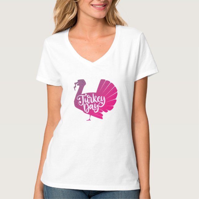 Cute Lila Turkey Shape with Text Typography T Shirt (Framsida)