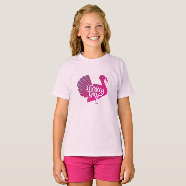 Cute Lila Turkey Shape with Text Typography T Shirt (Hel framsida)