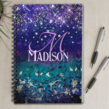 Cute lila turkos ombre glitter monogram