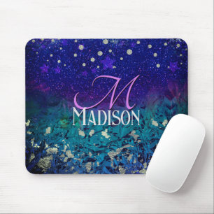 Cute lila turkos ombre glitter monogram musmatta