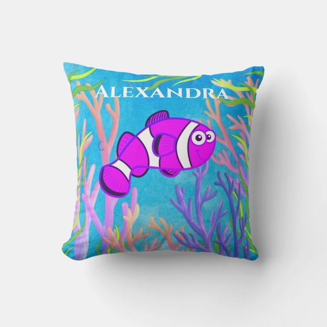 Cute lila under Sea Fish and Starfish Kudde (Framsida)