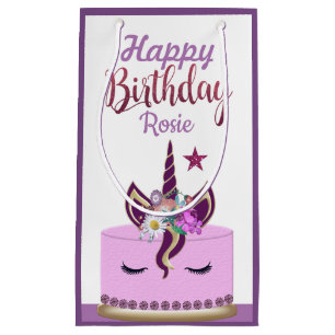 Cute Lila Unicorn Horn Birthday Cake